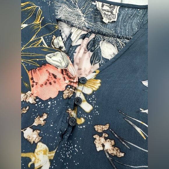 Jaase Floral Bell Sleeve Boho Blouse Tunic Festival Romantic Vibe Poet Top Small - Picture 8 of 14